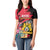Personalised First Empire of Haiti Women Polo Shirt Haitian Coat Of Arms 1804-1806 Tropical Flowers