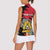 Personalised First Empire of Haiti Women Sleeveless Polo Shirt Haitian Coat Of Arms 1804-1806 Tropical Flowers