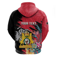 Personalised First Empire of Haiti Zip Hoodie Haitian Coat Of Arms 1804-1806 Tropical Flowers