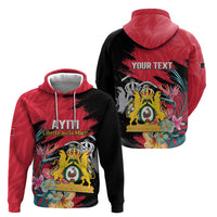 Personalised First Empire of Haiti Zip Hoodie Haitian Coat Of Arms 1804-1806 Tropical Flowers