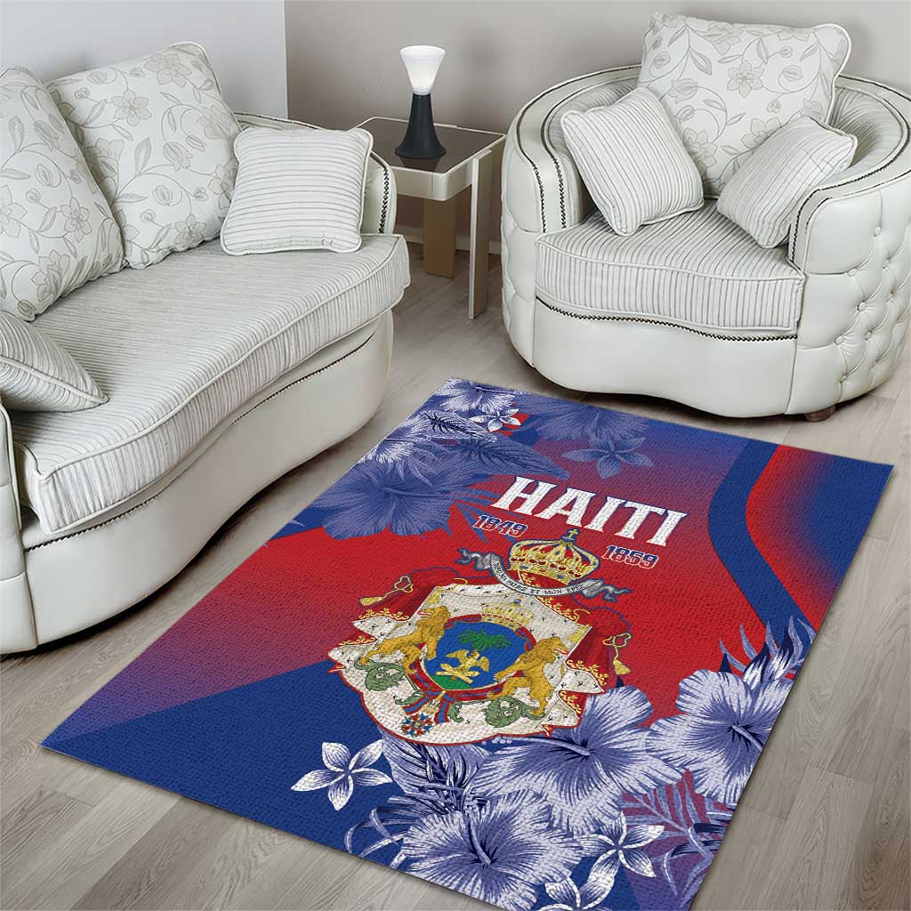 Second Empire of Haiti Area Rug Imperial Coat Of Arms 1849-1859 Tropical Flowers