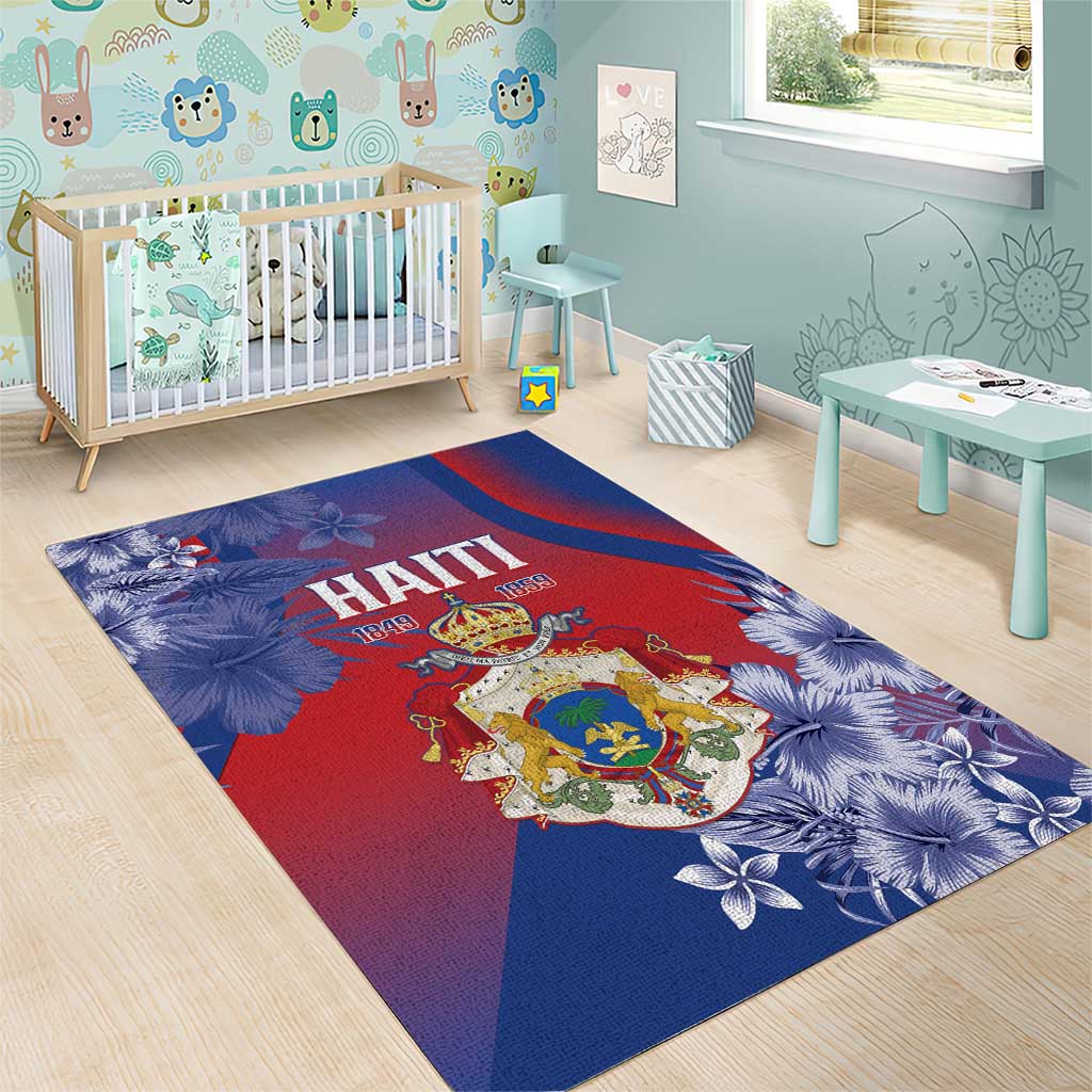 Second Empire of Haiti Area Rug Imperial Coat Of Arms 1849-1859 Tropical Flowers