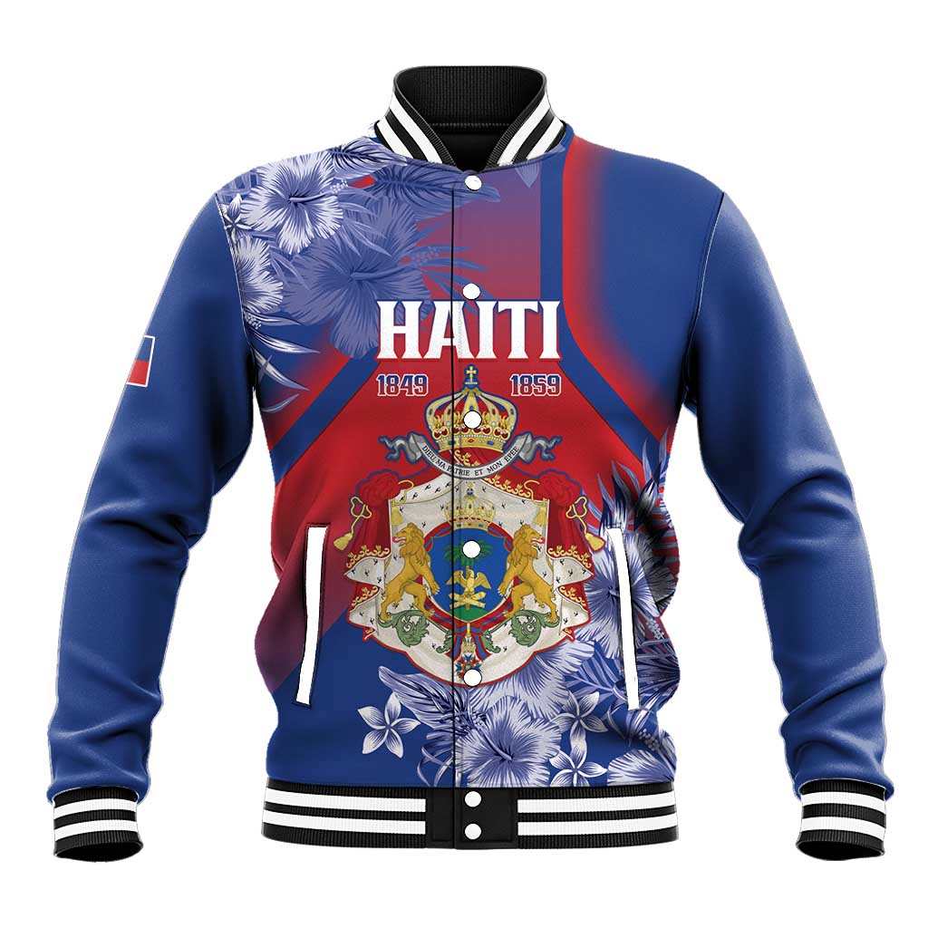 Personalised Second Empire of Haiti Baseball Jacket Imperial Coat Of Arms 1849-1859 Tropical Flowers