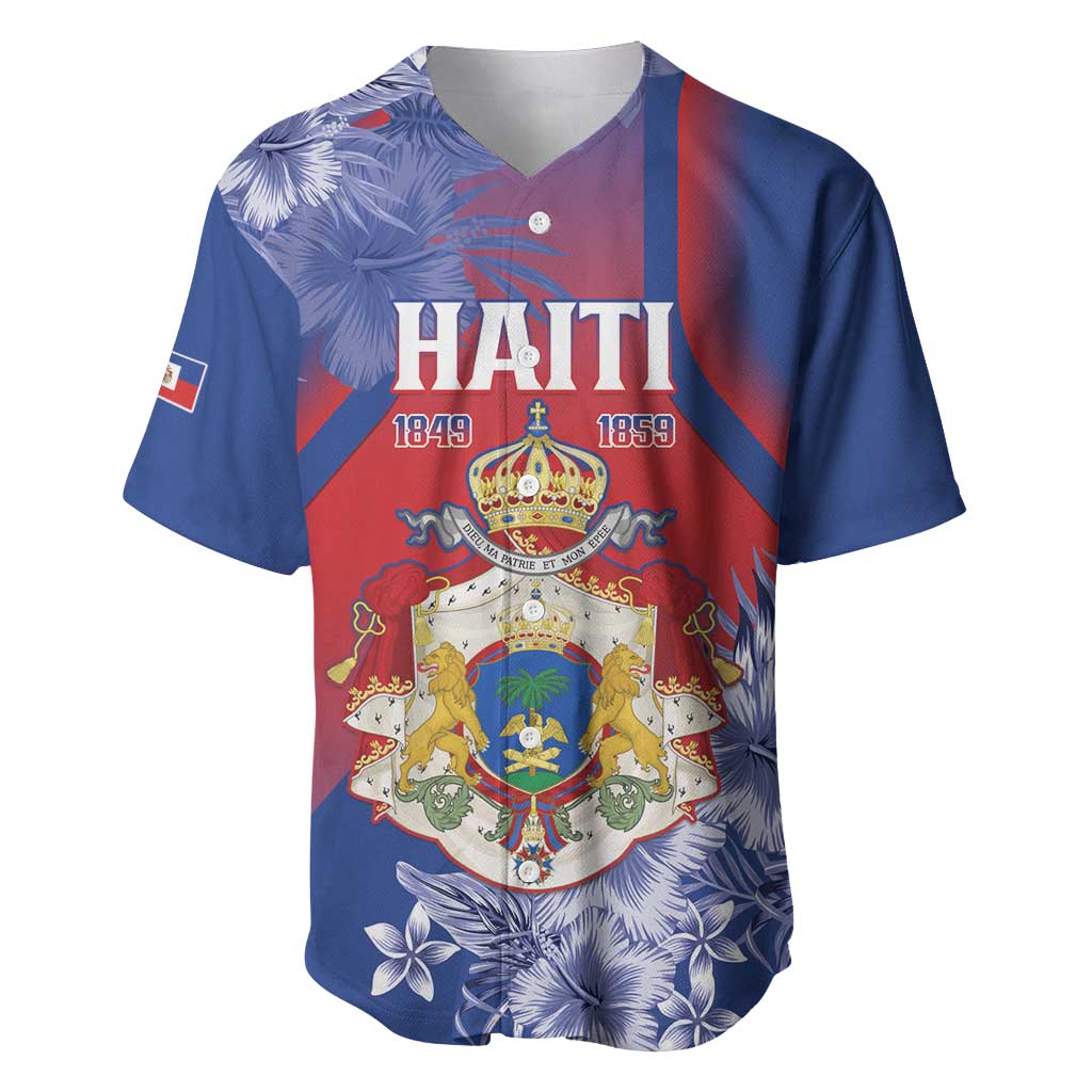 Personalised Second Empire of Haiti Baseball Jersey Imperial Coat Of Arms 1849-1859 Tropical Flowers