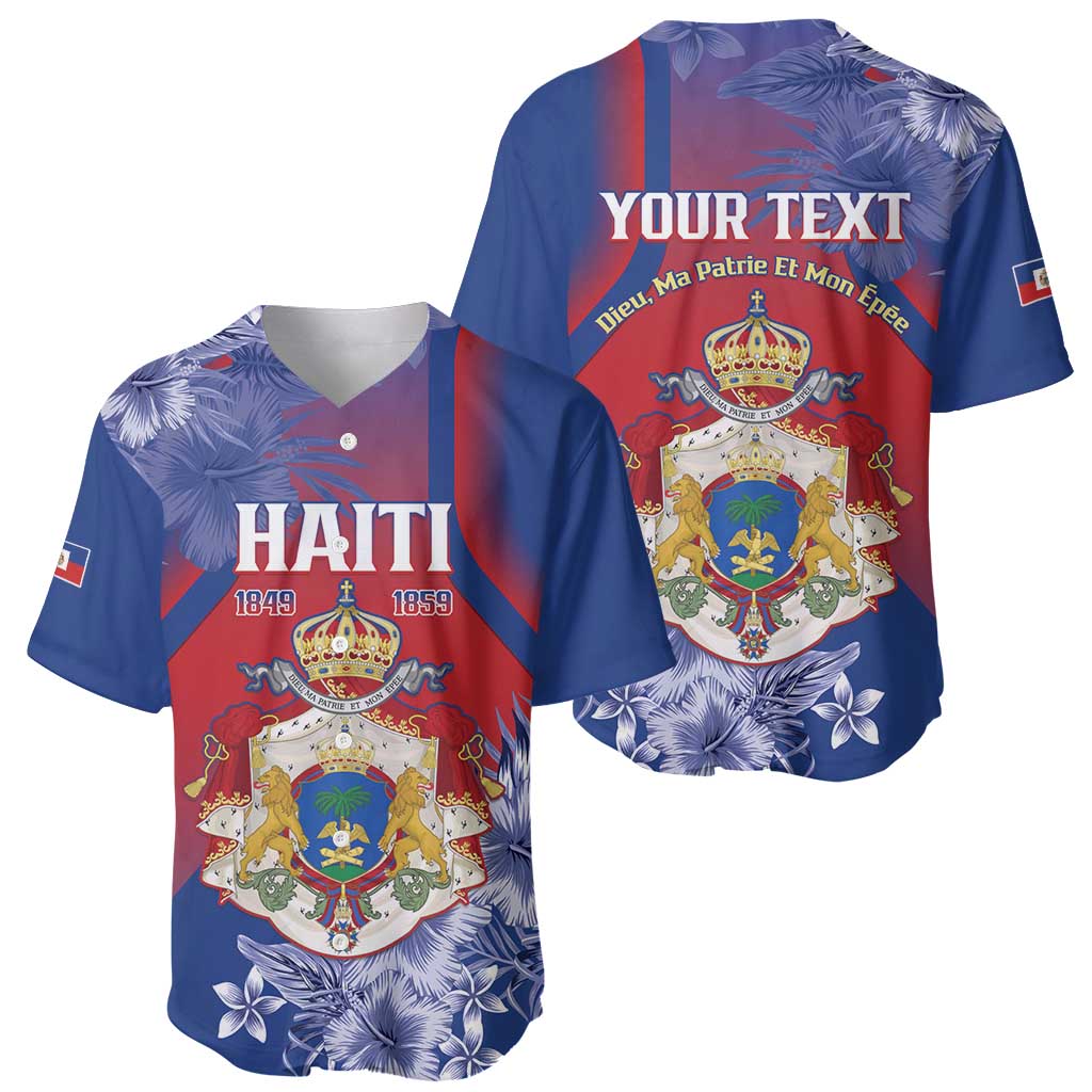 Personalised Second Empire of Haiti Baseball Jersey Imperial Coat Of Arms 1849-1859 Tropical Flowers