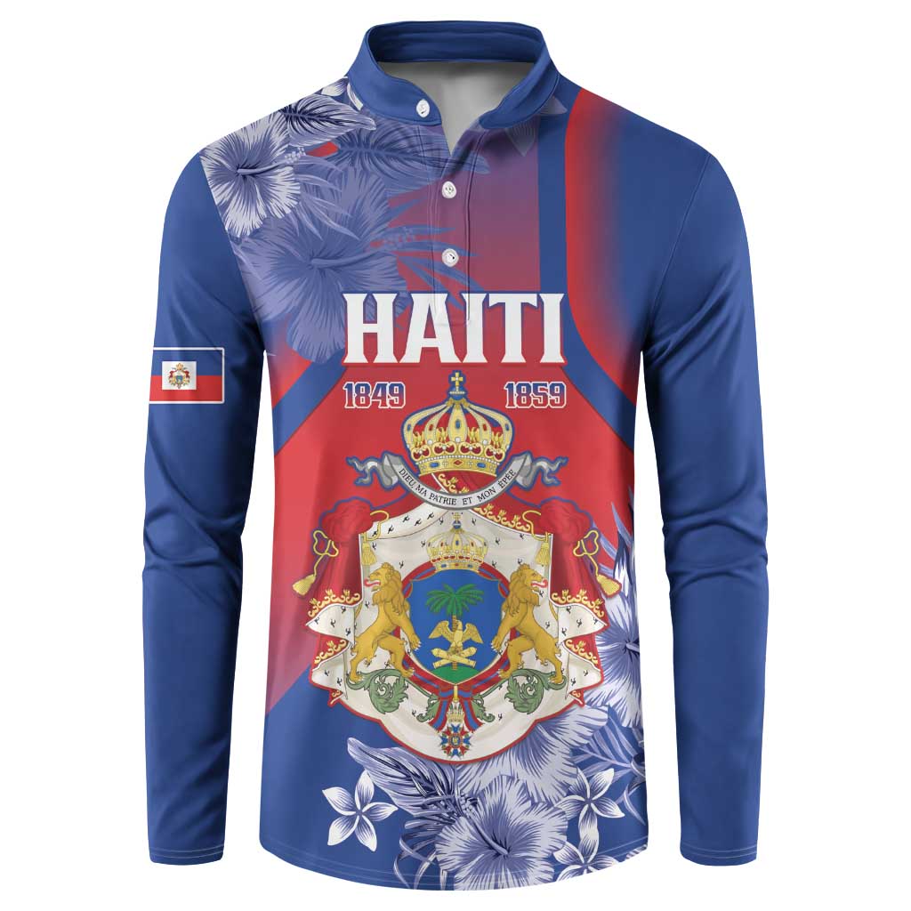 Personalised Second Empire of Haiti Button Sweatshirt Imperial Coat Of Arms 1849-1859 Tropical Flowers
