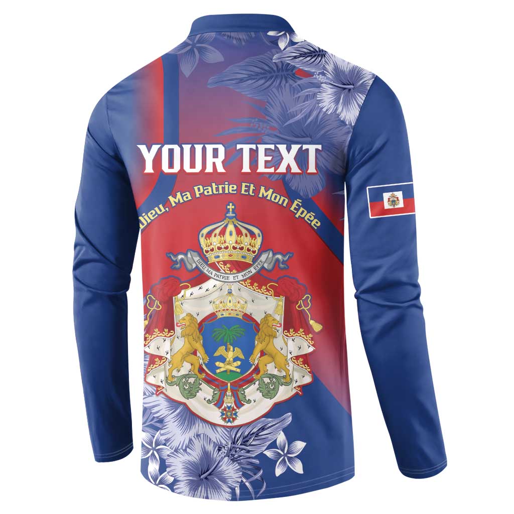 Personalised Second Empire of Haiti Button Sweatshirt Imperial Coat Of Arms 1849-1859 Tropical Flowers
