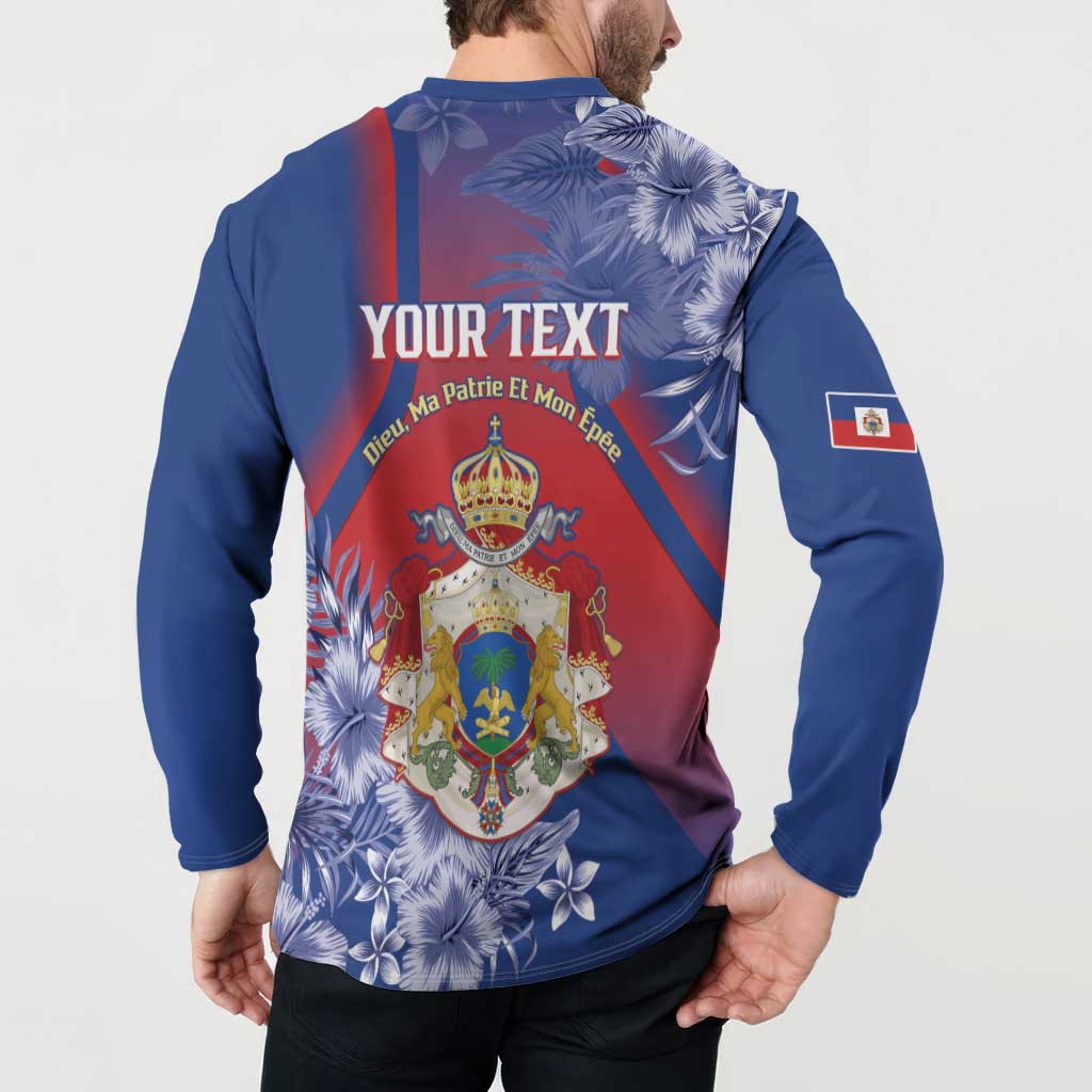 Personalised Second Empire of Haiti Button Sweatshirt Imperial Coat Of Arms 1849-1859 Tropical Flowers