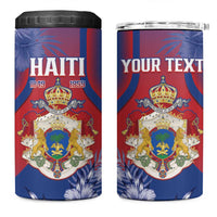 Personalised Second Empire of Haiti 4 in 1 Can Cooler Tumbler Imperial Coat Of Arms 1849-1859 Tropical Flowers