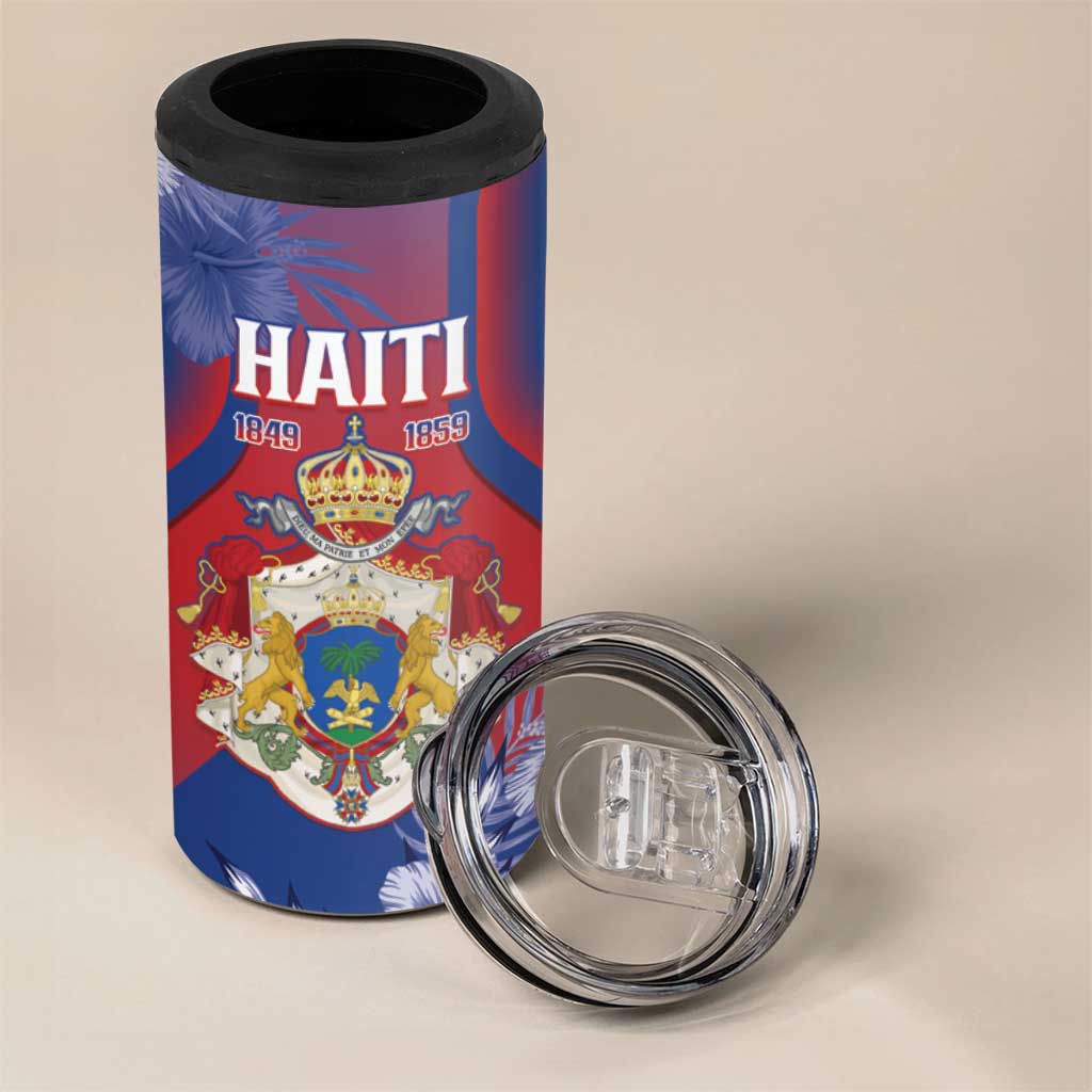 Personalised Second Empire of Haiti 4 in 1 Can Cooler Tumbler Imperial Coat Of Arms 1849-1859 Tropical Flowers