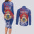 Personalised Second Empire of Haiti Couples Matching Long Sleeve Bodycon Dress and Long Sleeve Button Shirt Imperial Coat Of Arms 1849-1859 Tropical Flowers