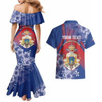Personalised Second Empire of Haiti Couples Matching Mermaid Dress and Hawaiian Shirt Imperial Coat Of Arms 1849-1859 Tropical Flowers