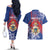 Personalised Second Empire of Haiti Couples Matching Off The Shoulder Long Sleeve Dress and Hawaiian Shirt Imperial Coat Of Arms 1849-1859 Tropical Flowers