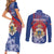 Personalised Second Empire of Haiti Couples Matching Short Sleeve Bodycon Dress and Long Sleeve Button Shirt Imperial Coat Of Arms 1849-1859 Tropical Flowers