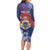 Personalised Second Empire of Haiti Family Matching Long Sleeve Bodycon Dress and Hawaiian Shirt Imperial Coat Of Arms 1849-1859 Tropical Flowers