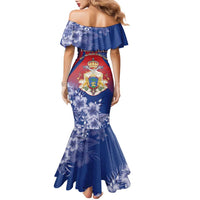 Personalised Second Empire of Haiti Family Matching Mermaid Dress and Hawaiian Shirt Imperial Coat Of Arms 1849-1859 Tropical Flowers