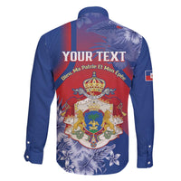 Personalised Second Empire of Haiti Family Matching Off The Shoulder Long Sleeve Dress and Hawaiian Shirt Imperial Coat Of Arms 1849-1859 Tropical Flowers