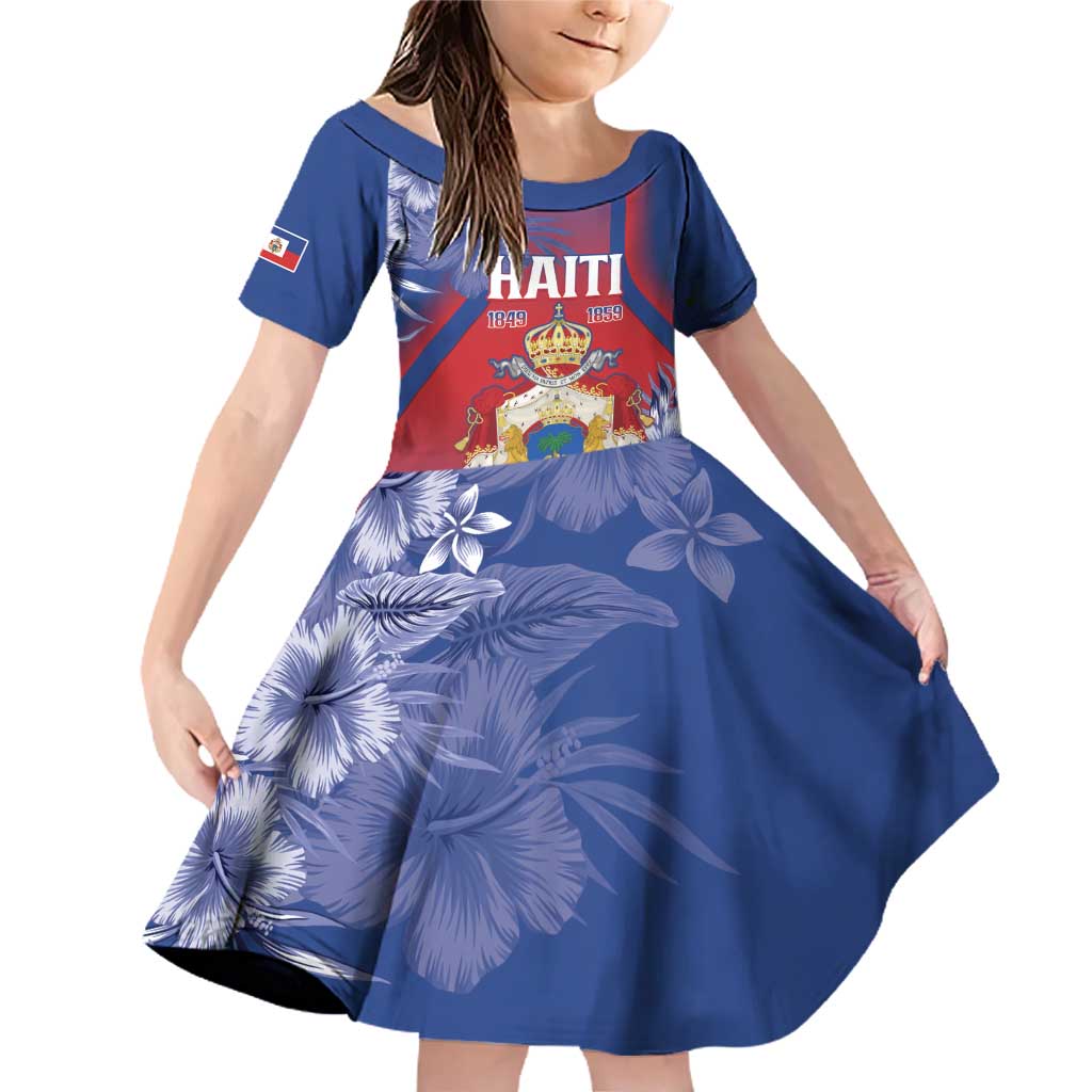 Personalised Second Empire of Haiti Family Matching Off Shoulder Short Dress and Hawaiian Shirt Imperial Coat Of Arms 1849-1859 Tropical Flowers