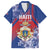Personalised Second Empire of Haiti Family Matching Off Shoulder Short Dress and Hawaiian Shirt Imperial Coat Of Arms 1849-1859 Tropical Flowers