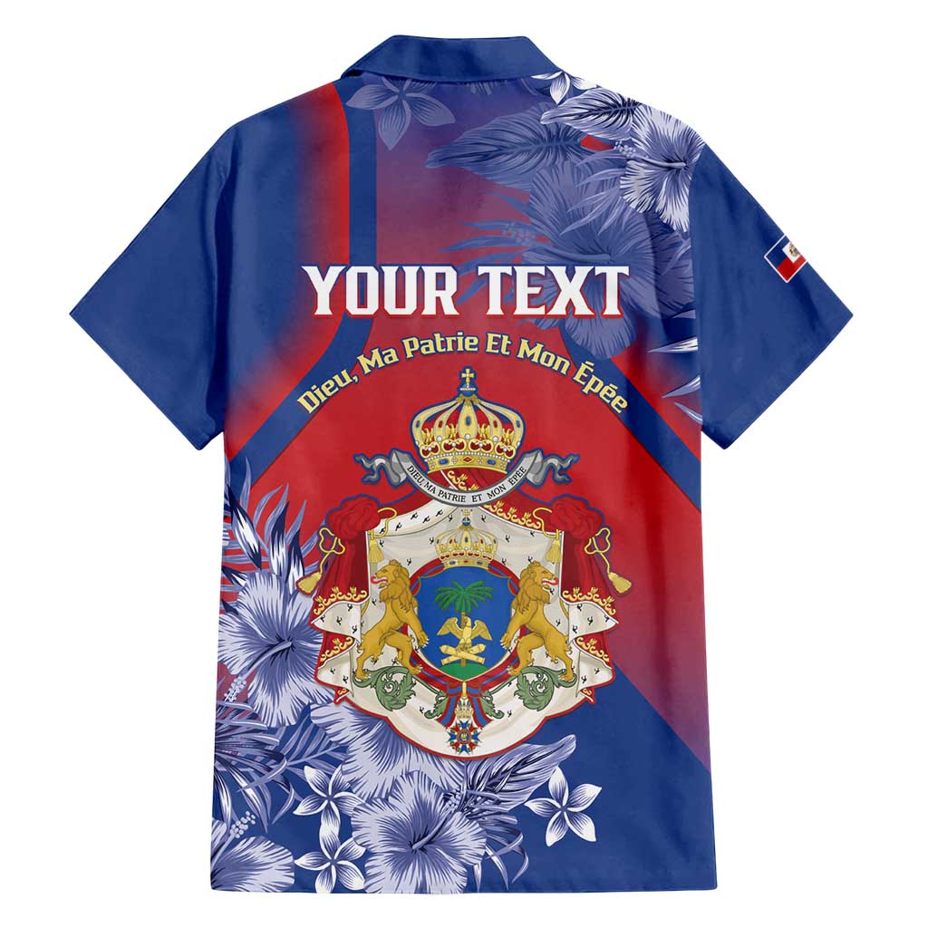 Personalised Second Empire of Haiti Family Matching Off Shoulder Short Dress and Hawaiian Shirt Imperial Coat Of Arms 1849-1859 Tropical Flowers