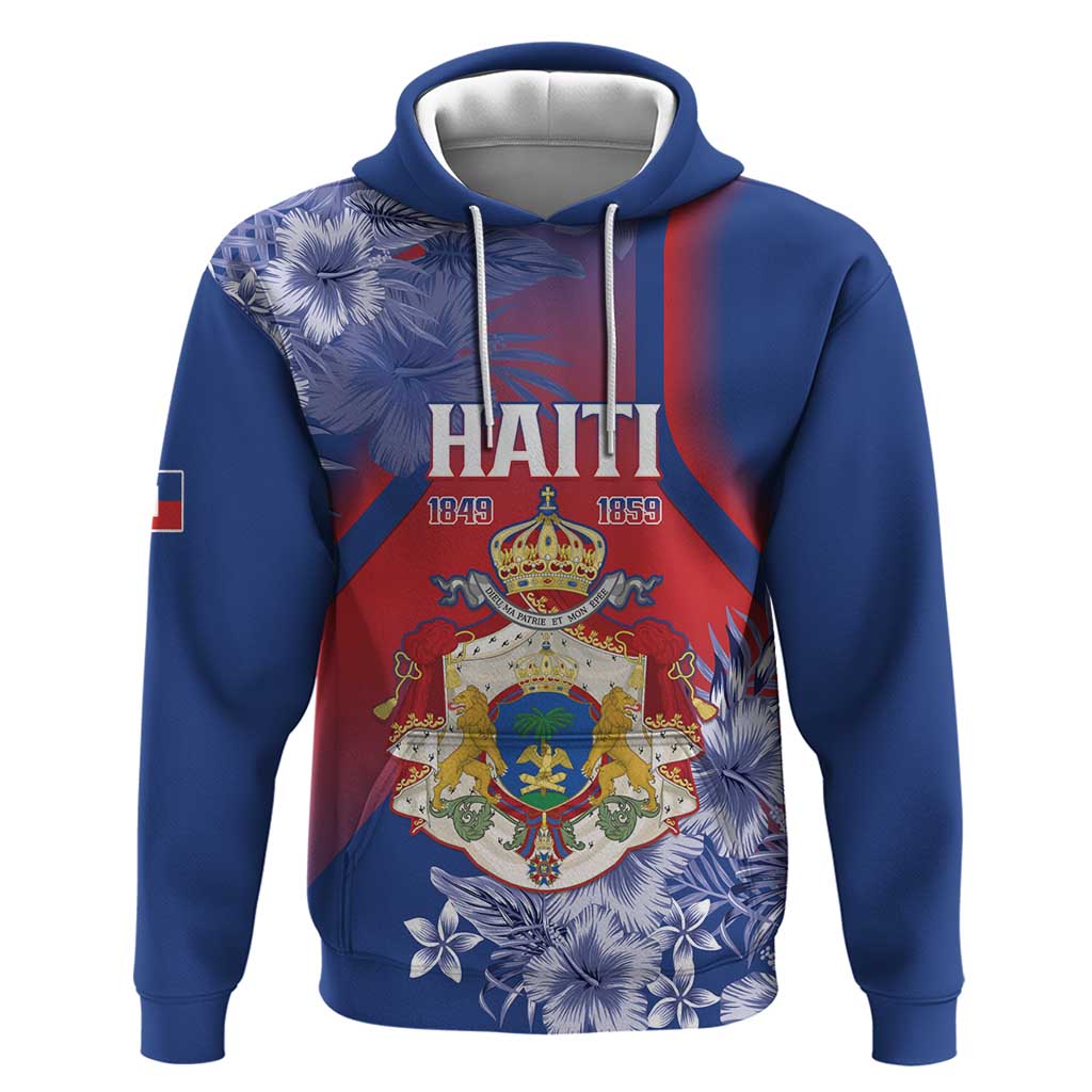 Personalised Second Empire of Haiti Hoodie Imperial Coat Of Arms 1849-1859 Tropical Flowers