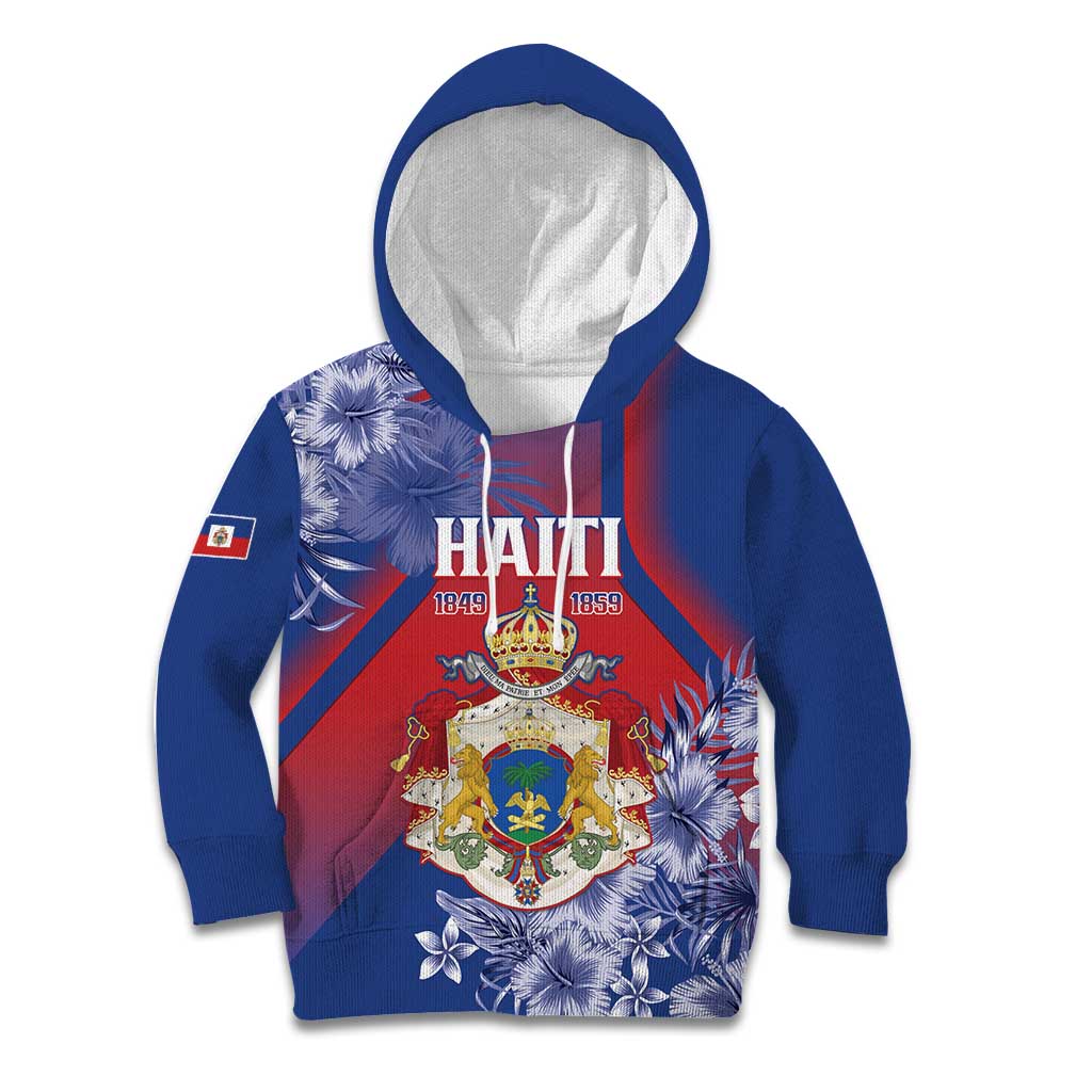 Personalised Second Empire of Haiti Kid Hoodie Imperial Coat Of Arms 1849-1859 Tropical Flowers