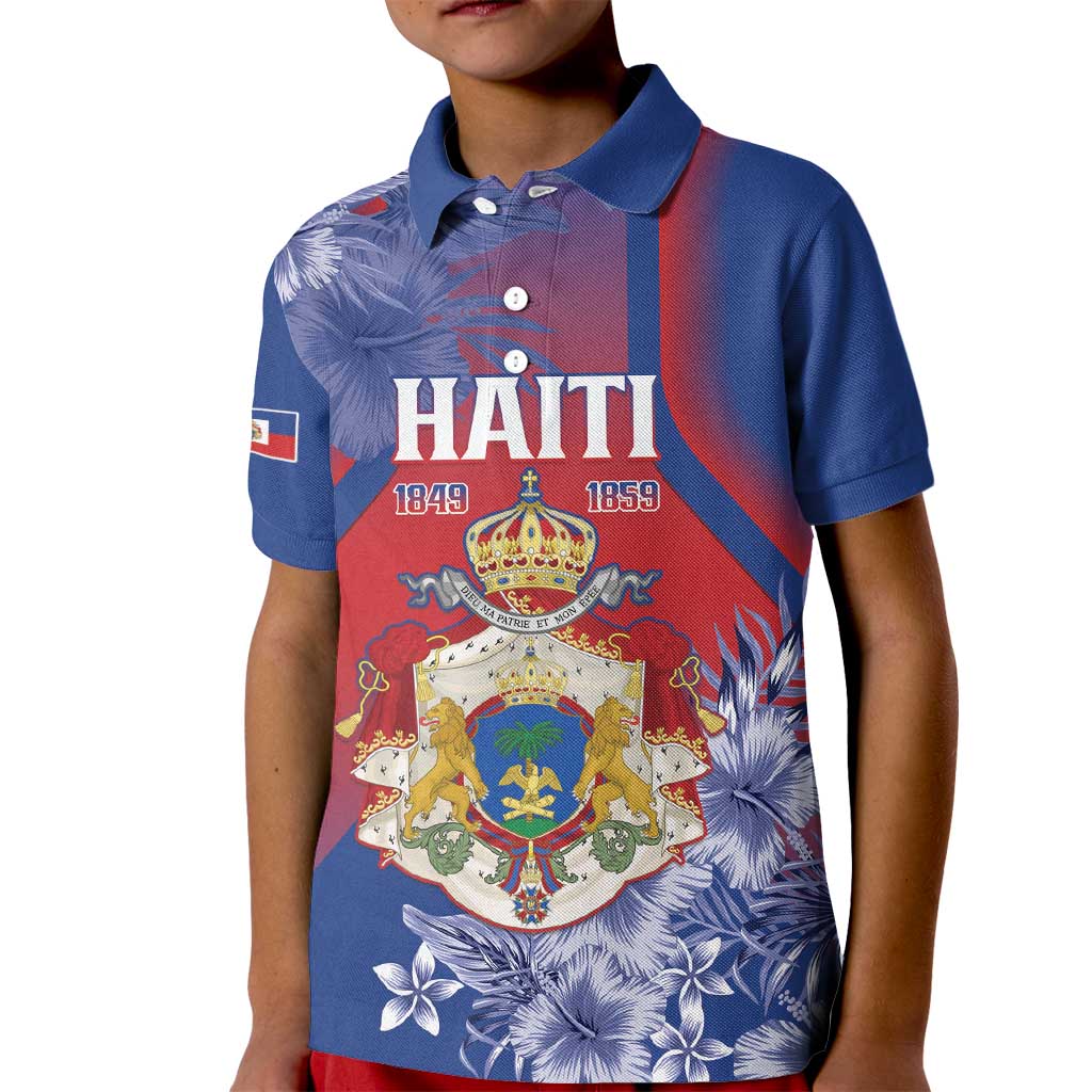 Personalised Second Empire of Haiti Kid Polo Shirt Imperial Coat Of Arms 1849-1859 Tropical Flowers