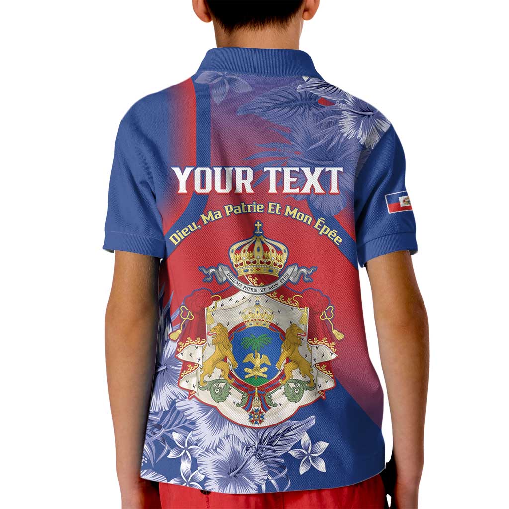 Personalised Second Empire of Haiti Kid Polo Shirt Imperial Coat Of Arms 1849-1859 Tropical Flowers