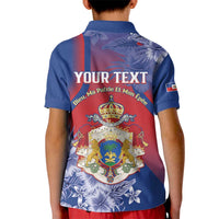 Personalised Second Empire of Haiti Kid Polo Shirt Imperial Coat Of Arms 1849-1859 Tropical Flowers