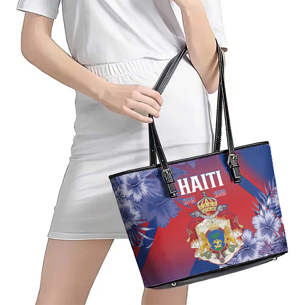 Second Empire of Haiti Leather Tote Bag Imperial Coat Of Arms 1849-1859 Tropical Flowers