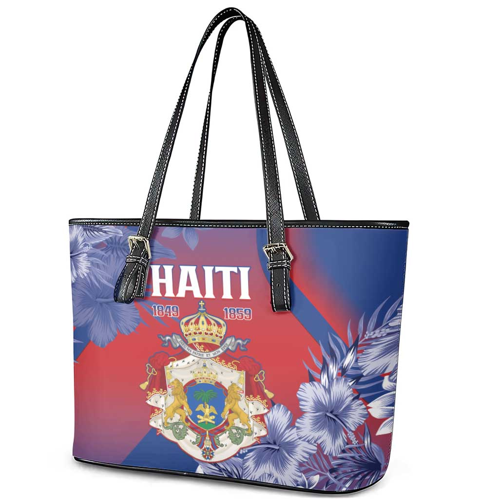 Second Empire of Haiti Leather Tote Bag Imperial Coat Of Arms 1849-1859 Tropical Flowers