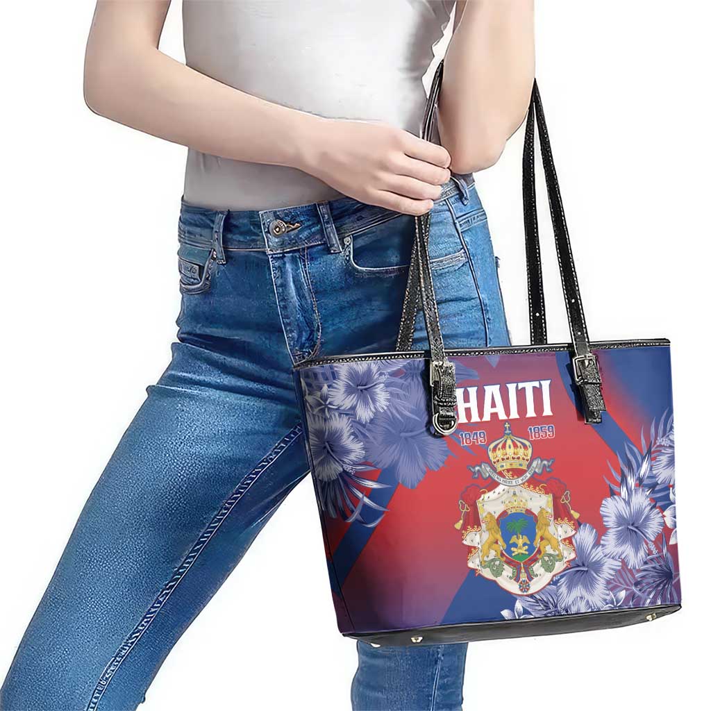 Second Empire of Haiti Leather Tote Bag Imperial Coat Of Arms 1849-1859 Tropical Flowers