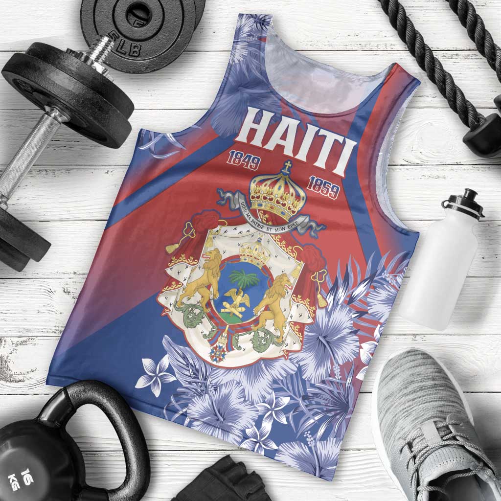 Personalised Second Empire of Haiti Men Tank Top Imperial Coat Of Arms 1849-1859 Tropical Flowers