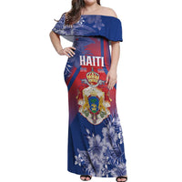 Personalised Second Empire of Haiti Off Shoulder Maxi Dress Imperial Coat Of Arms 1849-1859 Tropical Flowers