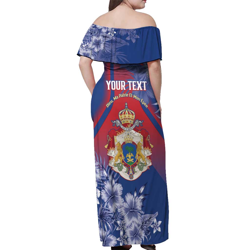 Personalised Second Empire of Haiti Off Shoulder Maxi Dress Imperial Coat Of Arms 1849-1859 Tropical Flowers