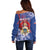 Personalised Second Empire of Haiti Off Shoulder Sweater Imperial Coat Of Arms 1849-1859 Tropical Flowers