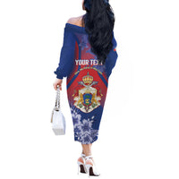 Personalised Second Empire of Haiti Off The Shoulder Long Sleeve Dress Imperial Coat Of Arms 1849-1859 Tropical Flowers
