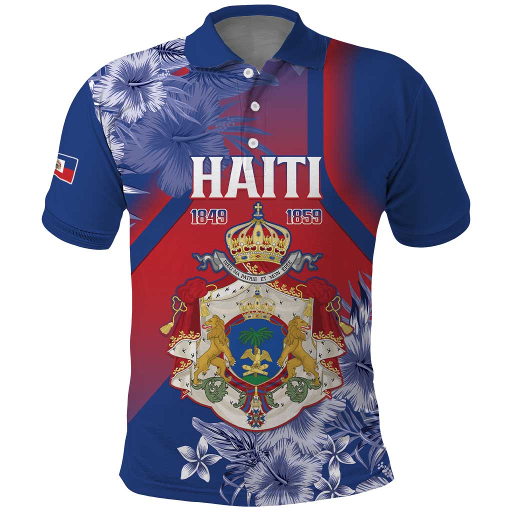 Personalised Second Empire of Haiti Polo Shirt Imperial Coat Of Arms 1849-1859 Tropical Flowers