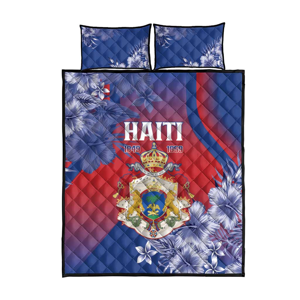Second Empire of Haiti Quilt Bed Set Imperial Coat Of Arms 1849-1859 Tropical Flowers