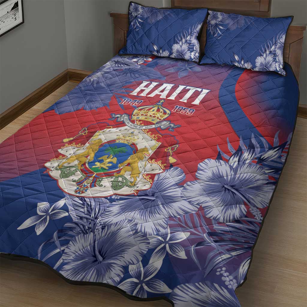 Second Empire of Haiti Quilt Bed Set Imperial Coat Of Arms 1849-1859 Tropical Flowers