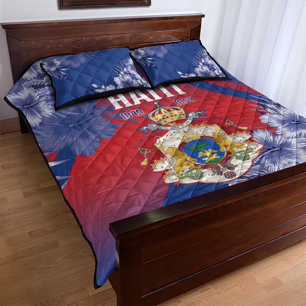 Second Empire of Haiti Quilt Bed Set Imperial Coat Of Arms 1849-1859 Tropical Flowers