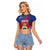 Personalised Second Empire of Haiti Raglan Cropped T Shirt Imperial Coat Of Arms 1849-1859 Tropical Flowers