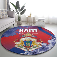 Second Empire of Haiti Round Carpet Imperial Coat Of Arms 1849-1859 Tropical Flowers