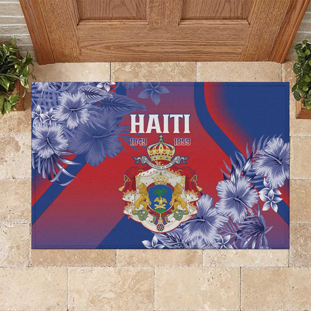 Second Empire of Haiti Rubber Doormat Imperial Coat Of Arms 1849-1859 Tropical Flowers