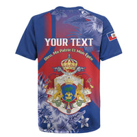Personalised Second Empire of Haiti Rugby Jersey Imperial Coat Of Arms 1849-1859 Tropical Flowers