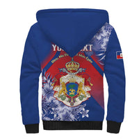 Personalised Second Empire of Haiti Sherpa Hoodie Imperial Coat Of Arms 1849-1859 Tropical Flowers