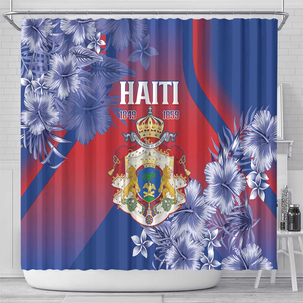 Second Empire of Haiti Shower Curtain Imperial Coat Of Arms 1849-1859 Tropical Flowers