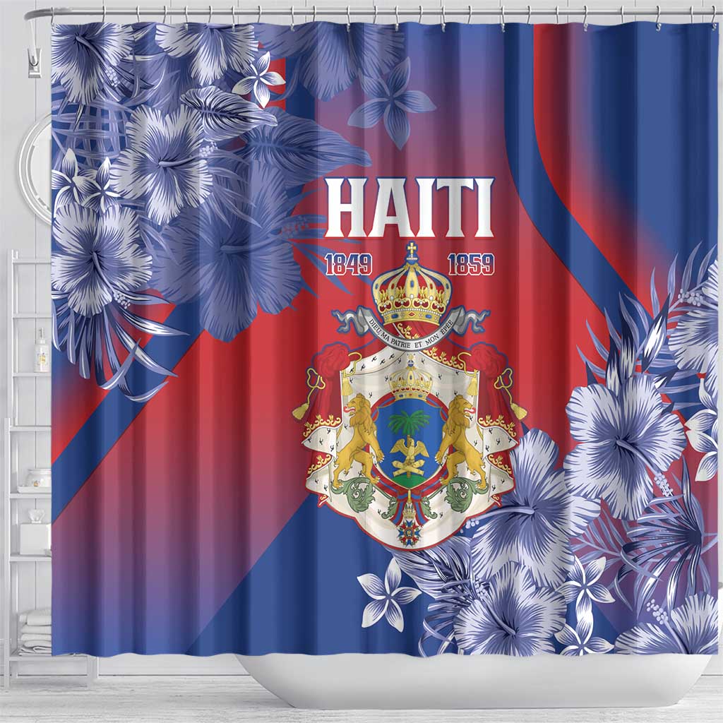 Second Empire of Haiti Shower Curtain Imperial Coat Of Arms 1849-1859 Tropical Flowers