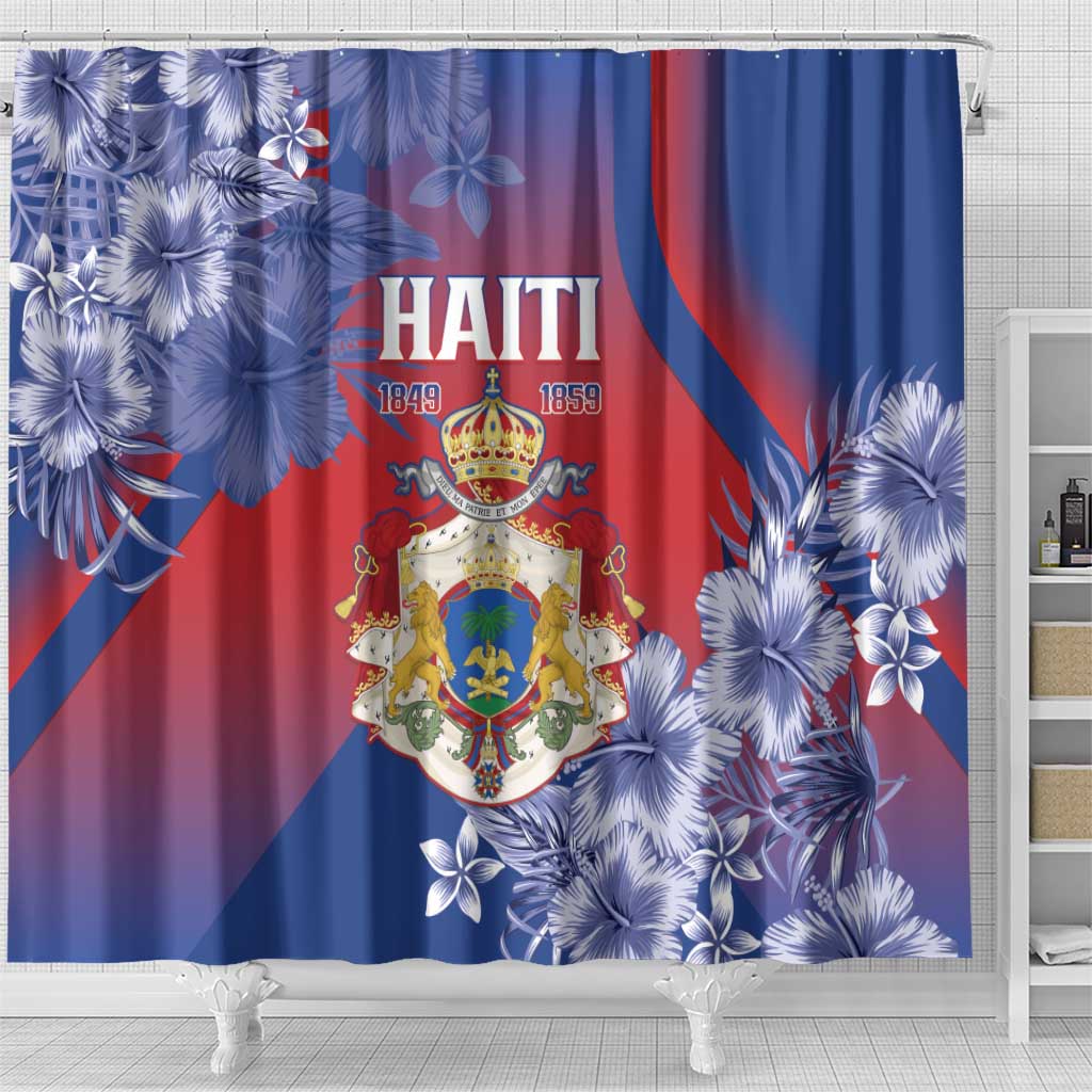 Second Empire of Haiti Shower Curtain Imperial Coat Of Arms 1849-1859 Tropical Flowers