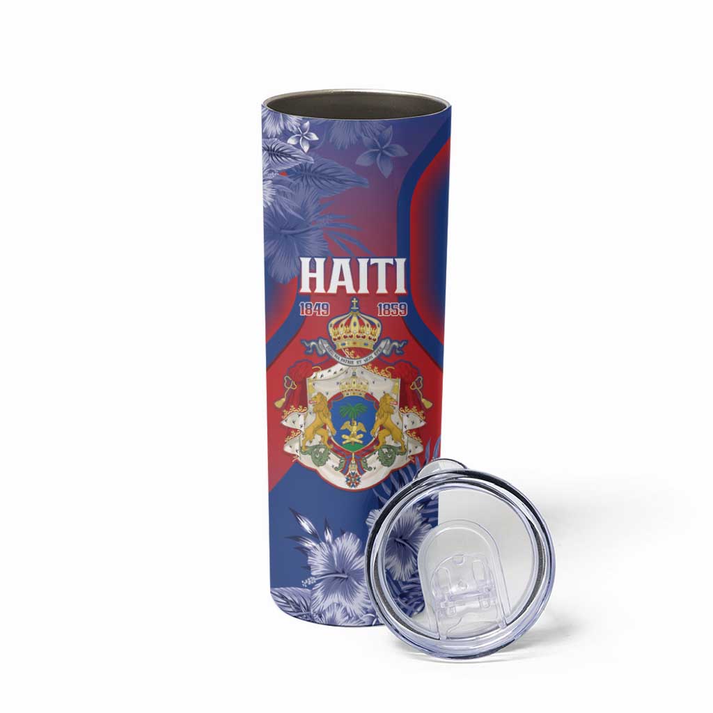 Personalised Second Empire of Haiti Skinny Tumbler Imperial Coat Of Arms 1849-1859 Tropical Flowers